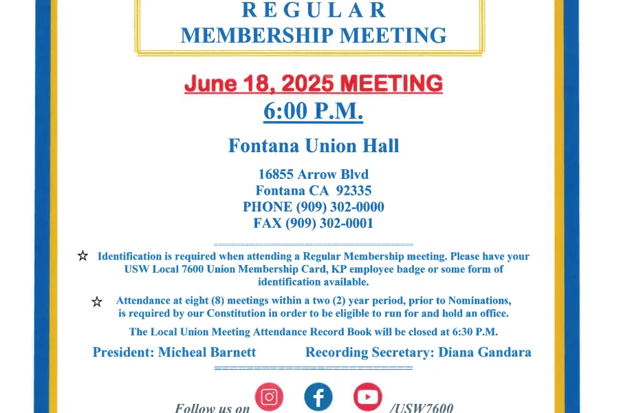 Regular Membership Meeting for June